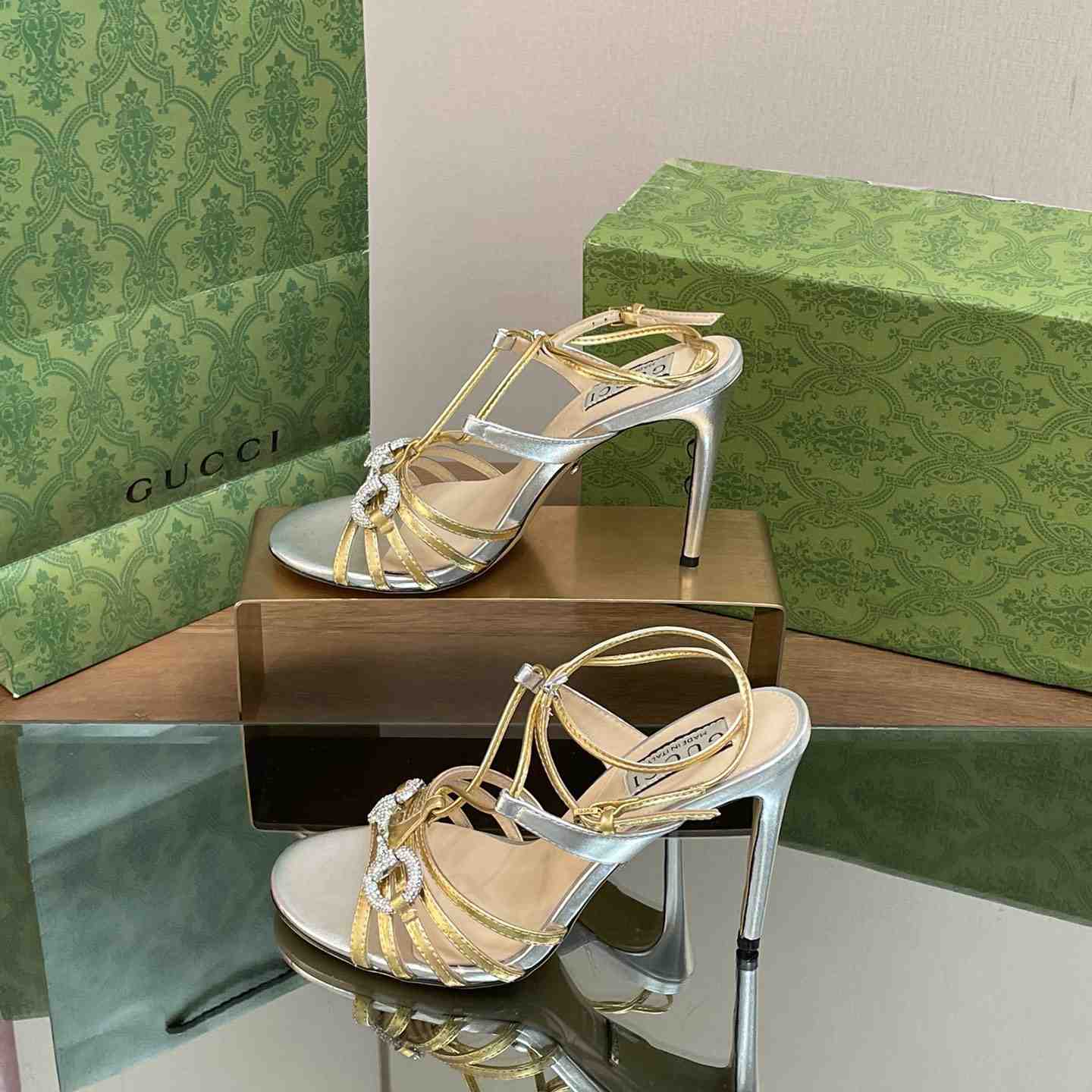 Gucci Horsebit Embellished Leather Sandals  85mm - DesignerGu