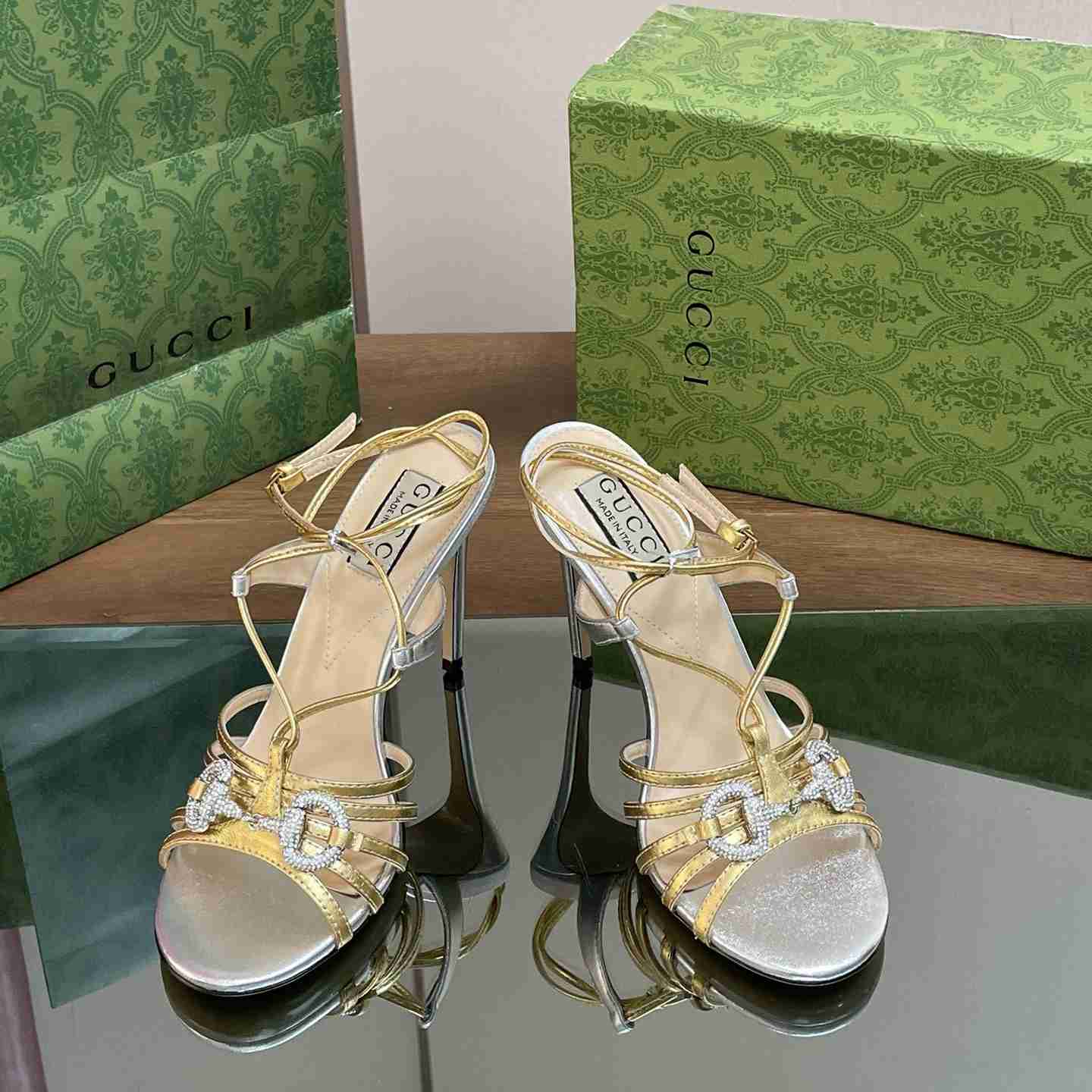 Gucci Horsebit Embellished Leather Sandals  85mm - DesignerGu