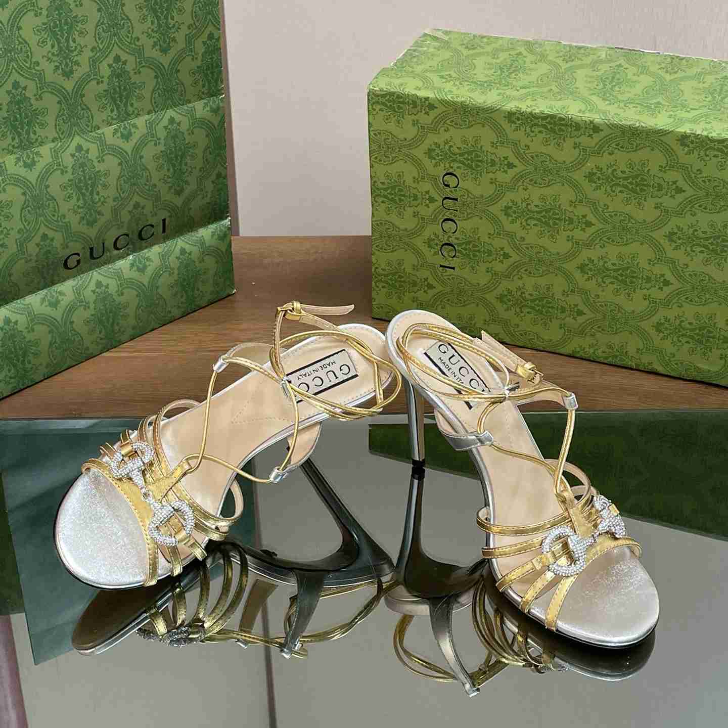 Gucci Horsebit Embellished Leather Sandals  85mm - DesignerGu