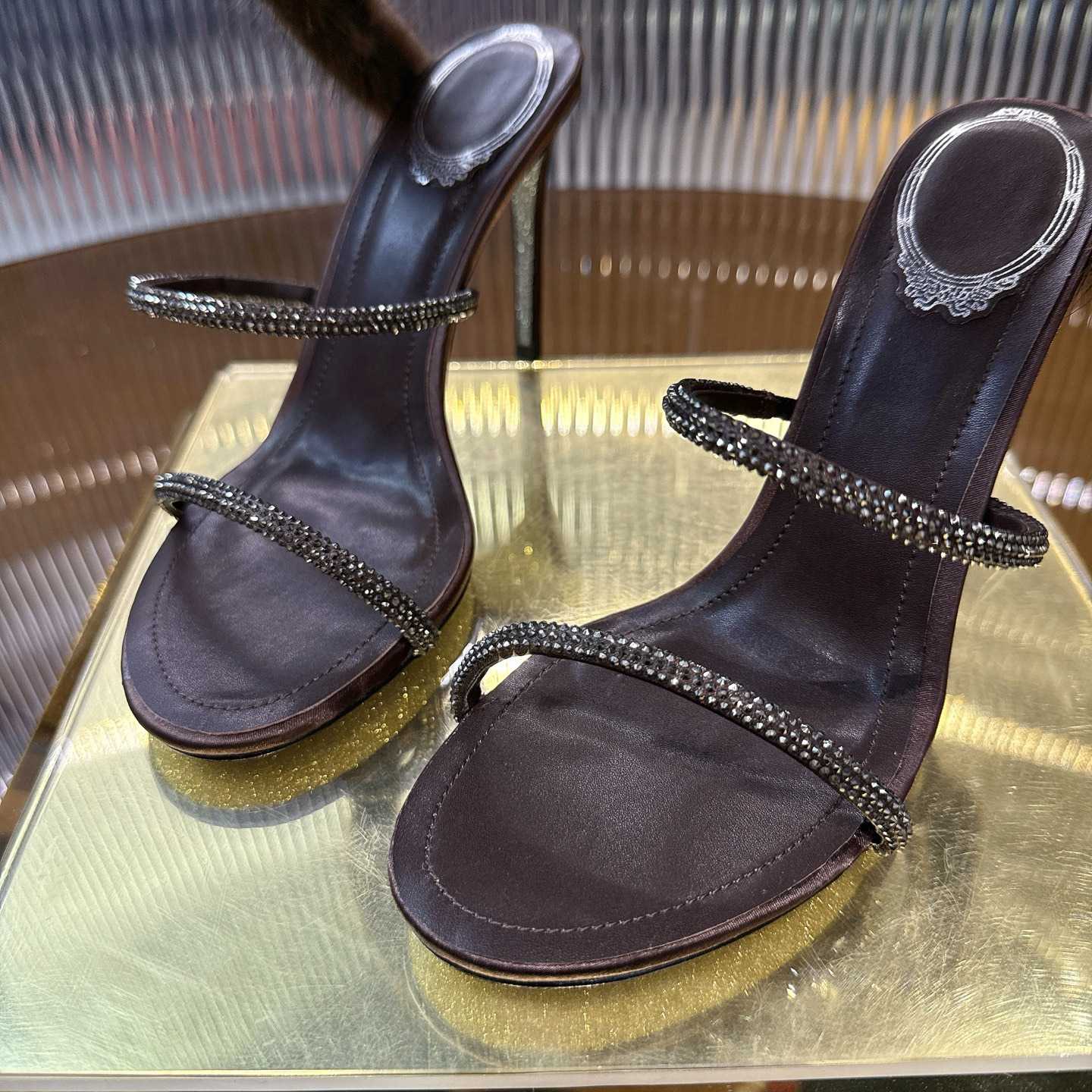 Rene Caovilla Lapin Fur-embellished 95mm Sandal   - DesignerGu