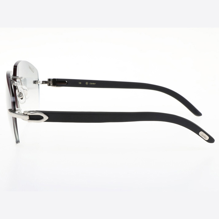 Cartier CT 4189706 Black Wood Sunglasses In Silver Gradient Grey - DesignerGu