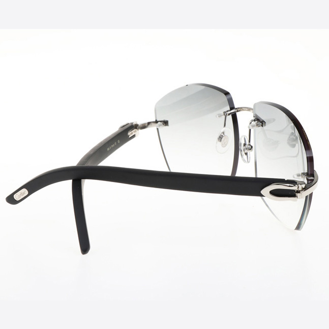 Cartier CT 4189706 Black Wood Sunglasses In Silver Gradient Grey - DesignerGu