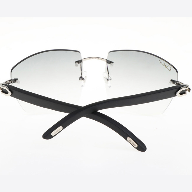 Cartier CT 4189706 Black Wood Sunglasses In Silver Gradient Grey - DesignerGu