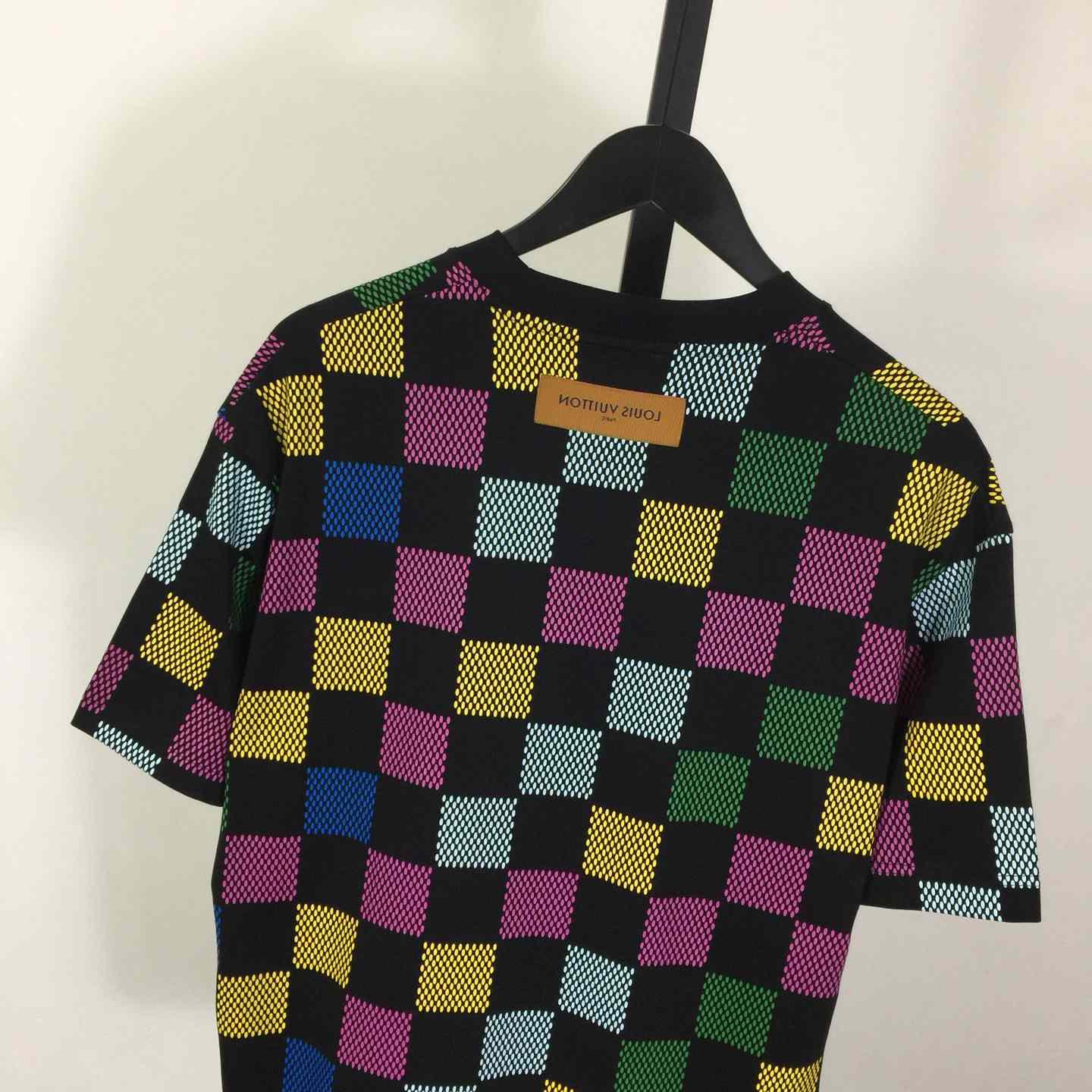 Louis Vuitton Damier Jacquard Short-sleeved Crewneck T-shirt - DesignerGu