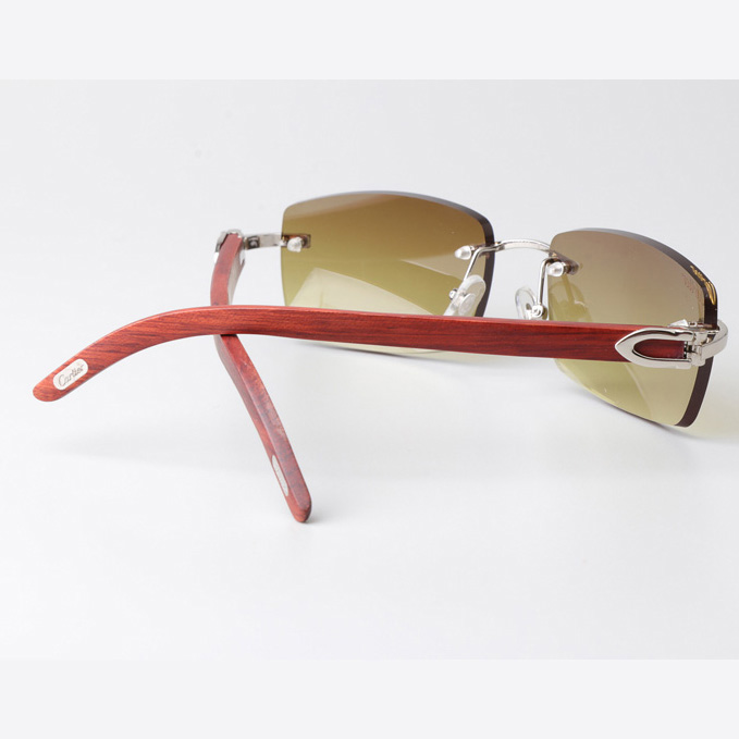 Cartier CT 3524012 Wood Sunglasses Silver Brown - DesignerGu