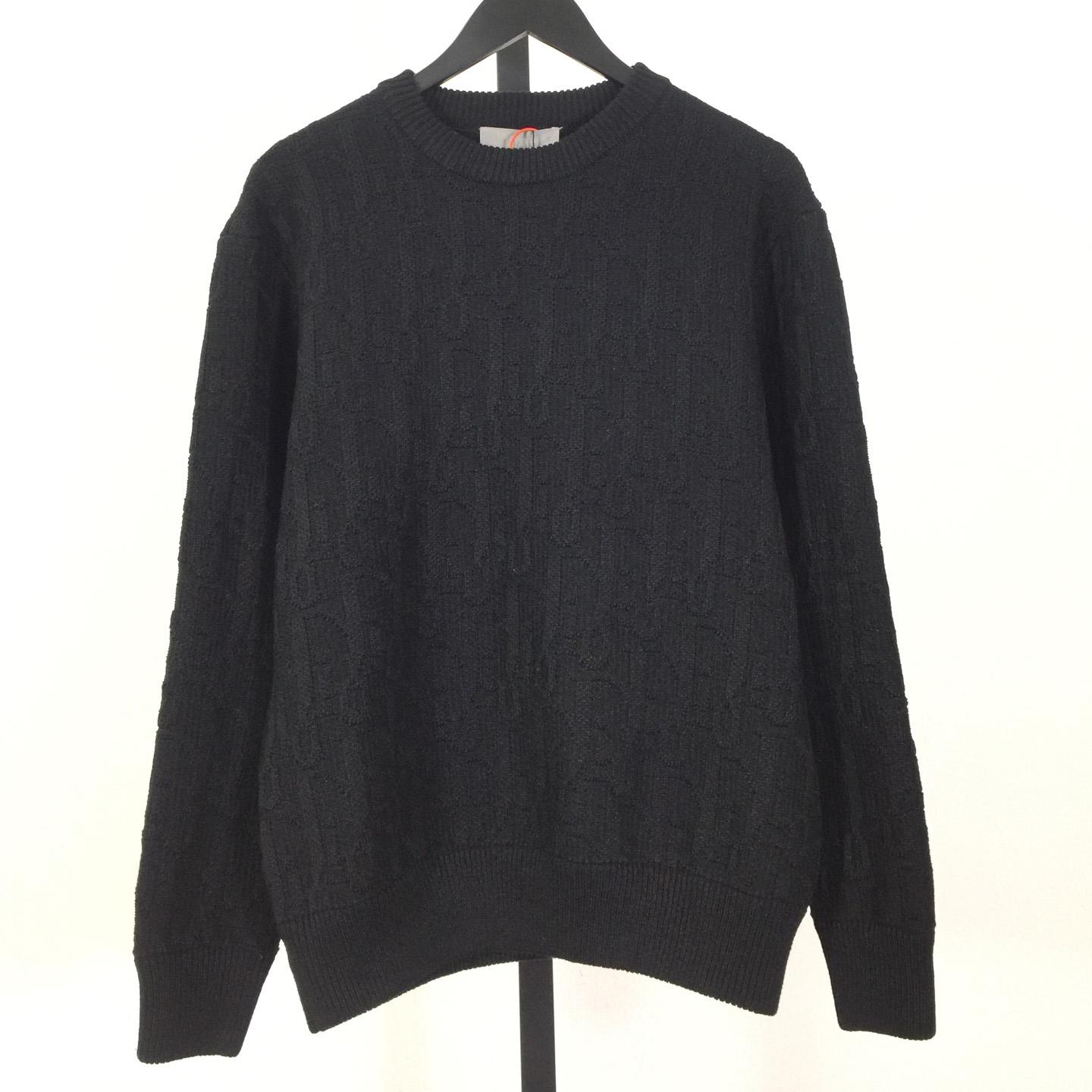 Dior Oblique Sweater Black Cotton-Blend Jacquard - DesignerGu