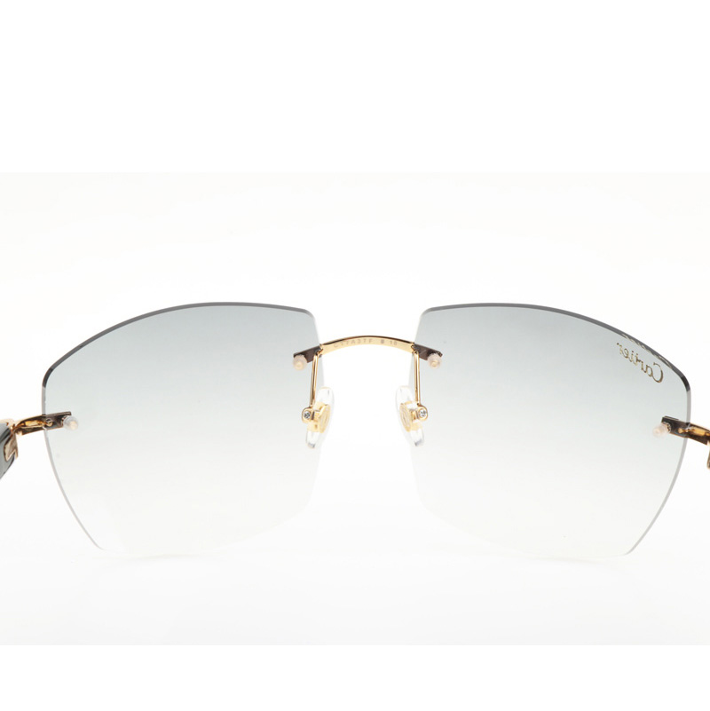 Cartier CT 4189706 White Mix Black Buffalo Sunglasses In Gold Gradient Grey - DesignerGu