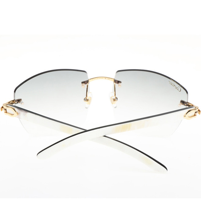 Cartier CT 4189706 White Mix Black Buffalo Sunglasses In Gold Gradient Grey - DesignerGu