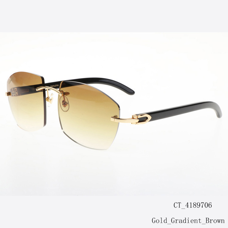 Cartier CT 4189706 Black Buffalo Sunglasses In Gold Gradient Brown - DesignerGu
