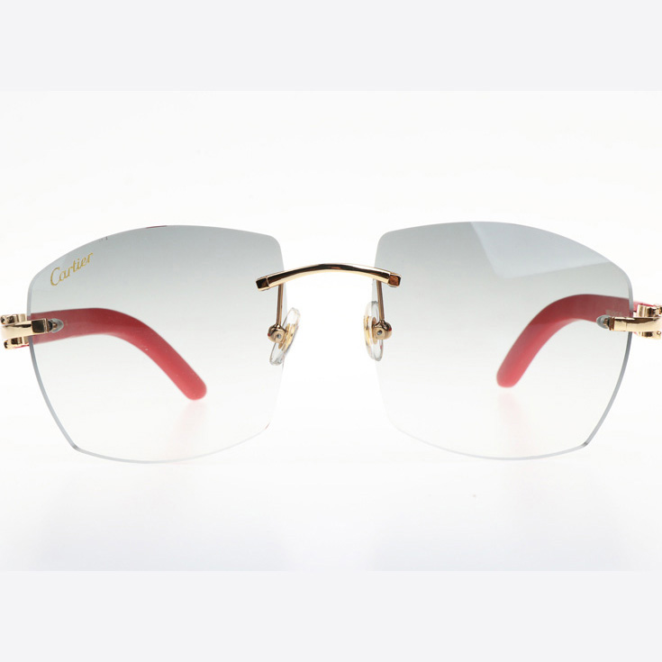 Cartier CT 4189706 Red Wood Sunglasses In Gold Gradient Grey - DesignerGu