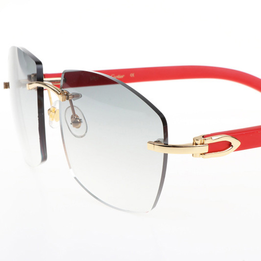 Cartier CT 4189706 Red Wood Sunglasses In Gold Gradient Grey - DesignerGu