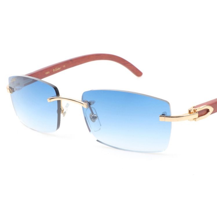 Cartier CT 3524012 Wood Sunglasses In Gold Gradient Blue - DesignerGu