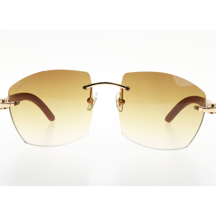 Cartier CT 4189706 Wood Sunglasses In Gold Gradient Brown - DesignerGu