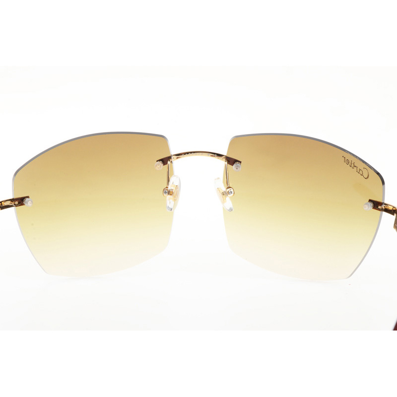 Cartier CT 4189706 Wood Sunglasses In Gold Gradient Brown - DesignerGu