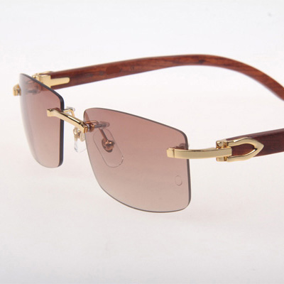 Cartier CT 3524012 Wood Sunglasses In Gold Brown - DesignerGu