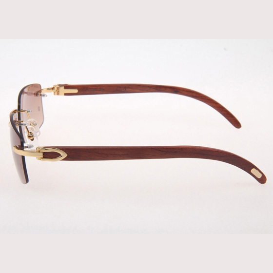 Cartier CT 3524012 Wood Sunglasses In Gold Brown - DesignerGu