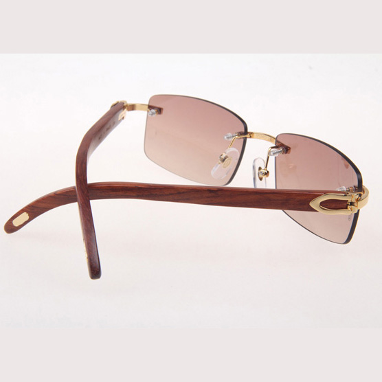 Cartier CT 3524012 Wood Sunglasses In Gold Brown - DesignerGu