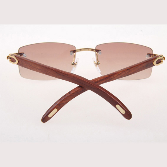 Cartier CT 3524012 Wood Sunglasses In Gold Brown - DesignerGu