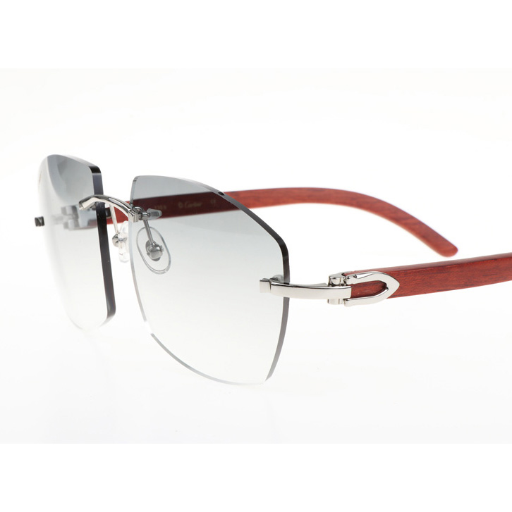 Cartier CT 4189706 Wood Sunglasses In Silver Gradient Grey - DesignerGu