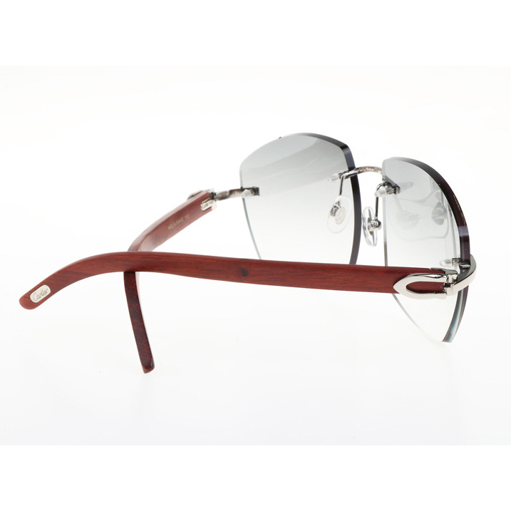 Cartier CT 4189706 Wood Sunglasses In Silver Gradient Grey - DesignerGu