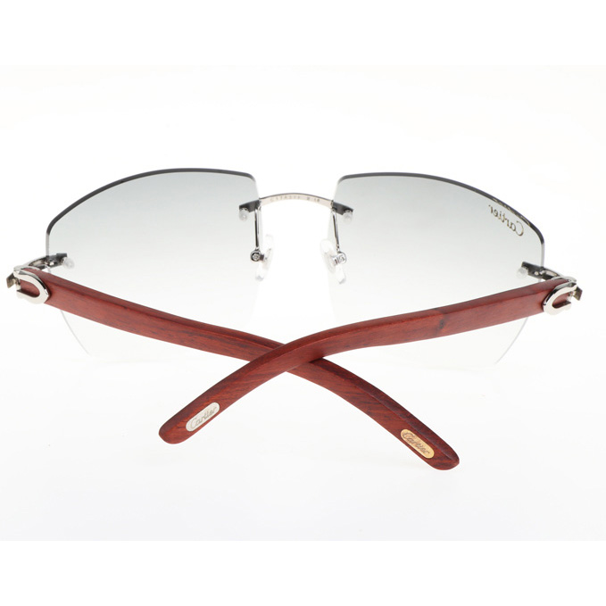 Cartier CT 4189706 Wood Sunglasses In Silver Gradient Grey - DesignerGu