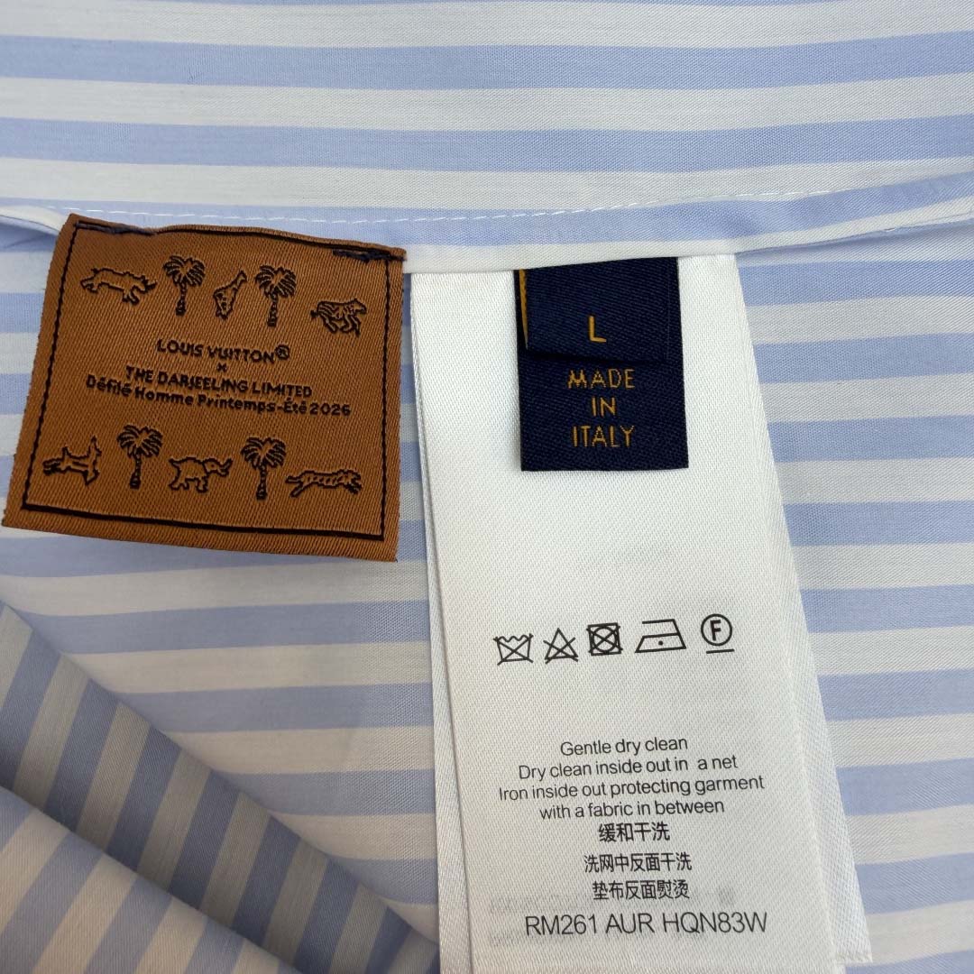 Louis Vuitton LV x The Darjeeling Limited Embroidered Striped Short Shirt     1AJUX6 - DesignerGu