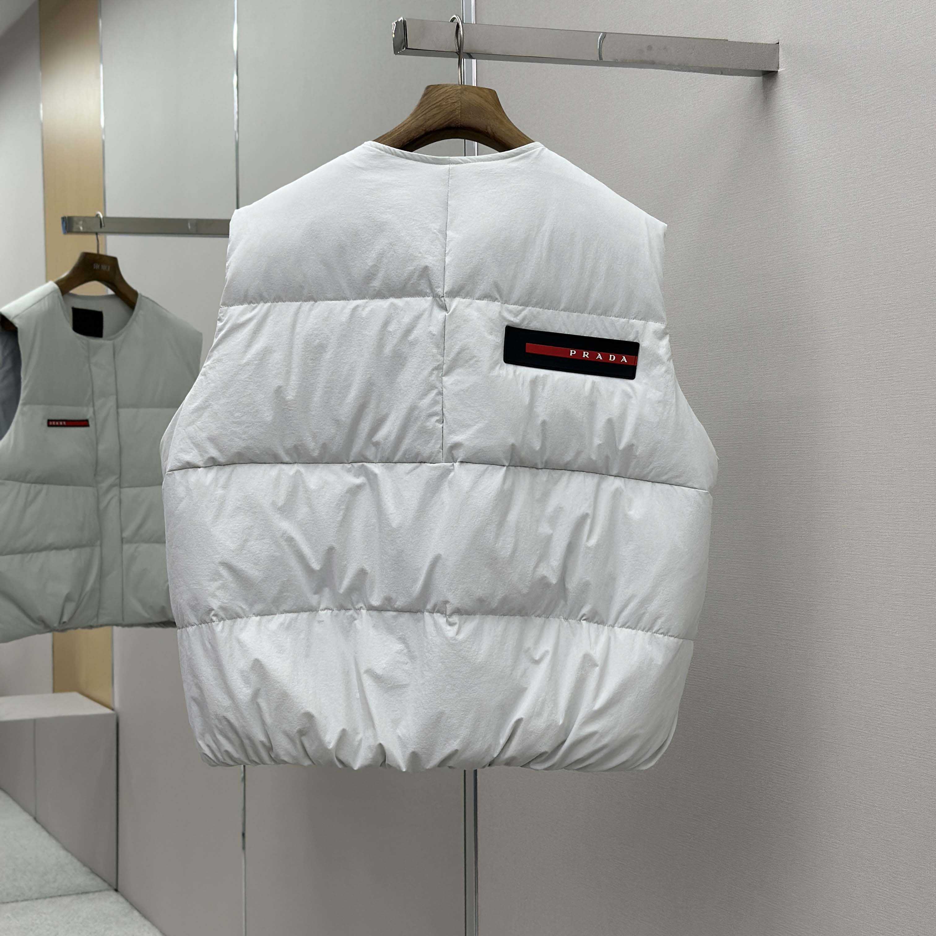 Prada White Nylon Puffer Gilet Jacket - DesignerGu