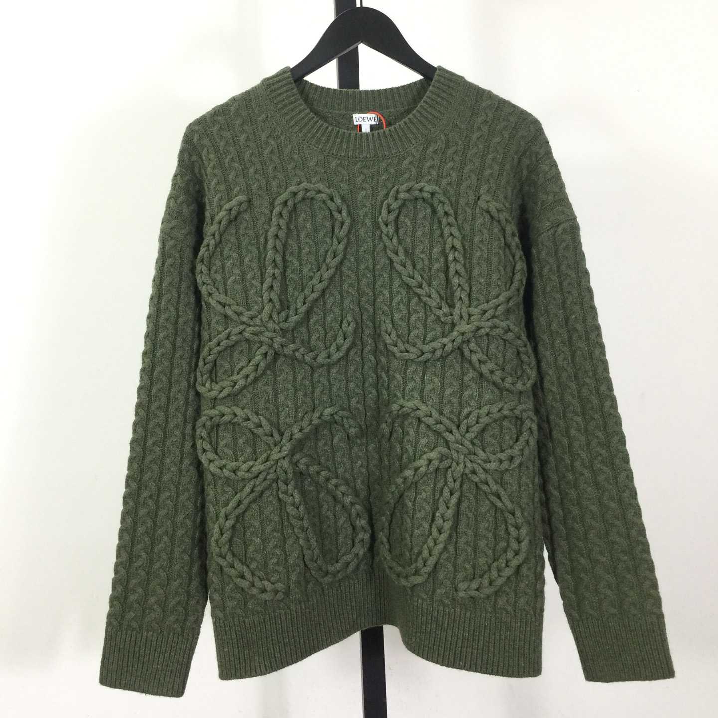 Loewe Men's Anagram Cable-Knit Wool - DesignerGu