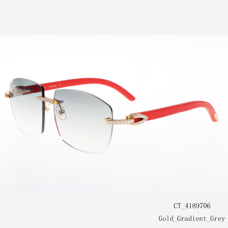 Cartier CT 4189706 Big Diamond Red Wood Sunglasses In Gold Gradient Grey - DesignerGu