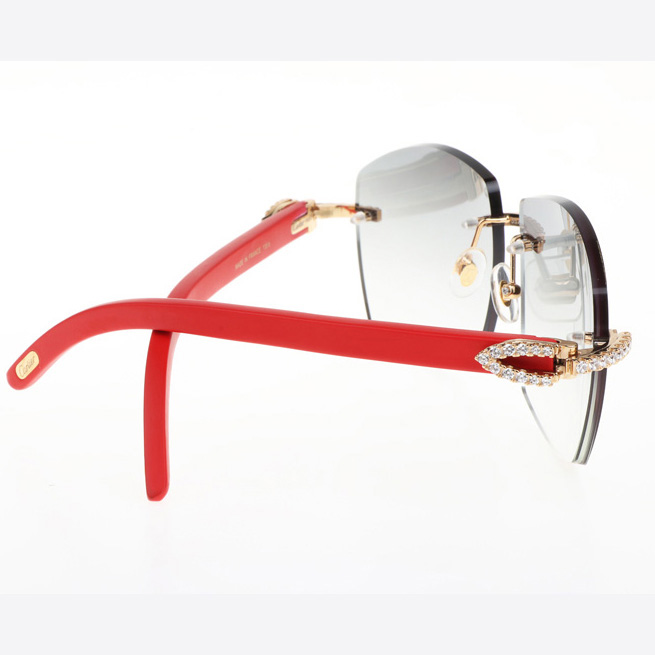 Cartier CT 4189706 Big Diamond Red Wood Sunglasses In Gold Gradient Grey - DesignerGu