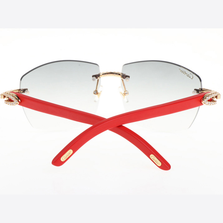 Cartier CT 4189706 Big Diamond Red Wood Sunglasses In Gold Gradient Grey - DesignerGu