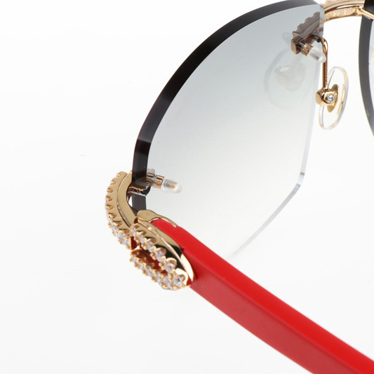 Cartier CT 4189706 Big Diamond Red Wood Sunglasses In Gold Gradient Grey - DesignerGu