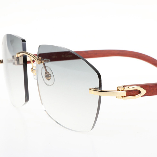 Cartier CT 4189706 Wood Sunglasses In Gold Gradient Grey - DesignerGu
