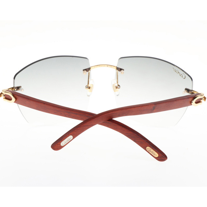 Cartier CT 4189706 Wood Sunglasses In Gold Gradient Grey - DesignerGu