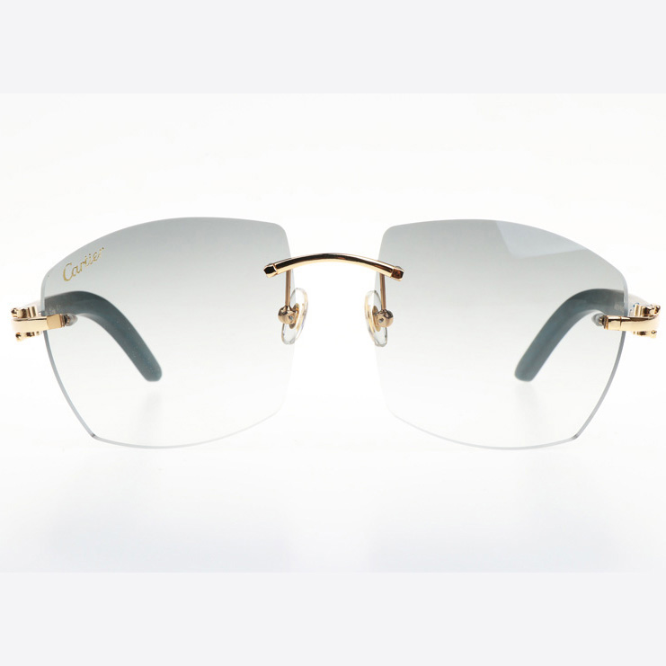 Cartier CT 4189706 Green Wood Sunglasses In Gold Gradient Grey - DesignerGu