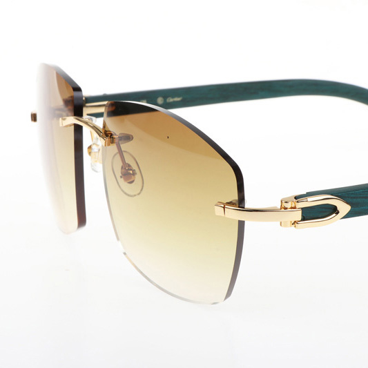 Cartier CT 4189706 Green Wood Sunglasses In Gold Gradient Brown - DesignerGu