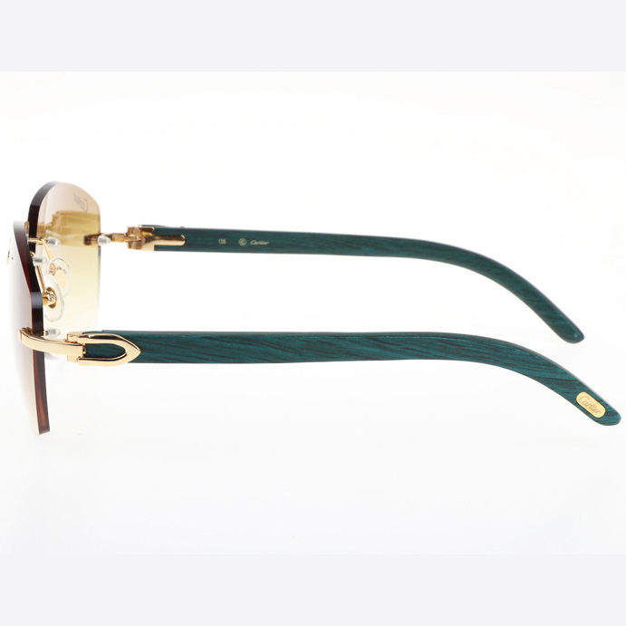 Cartier CT 4189706 Green Wood Sunglasses In Gold Gradient Brown - DesignerGu