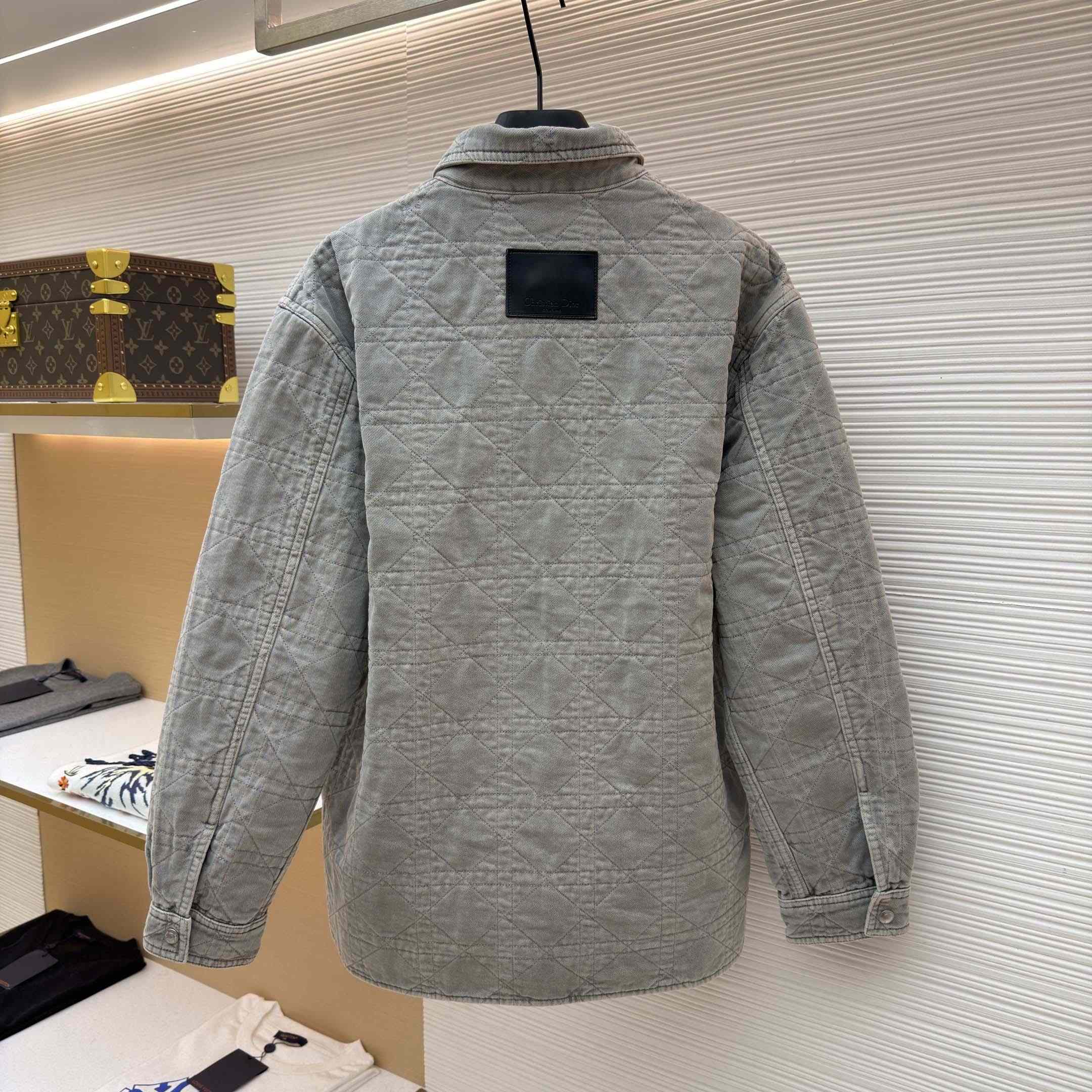 Dior Cannage Overshirt Gray Cotton Twill - DesignerGu