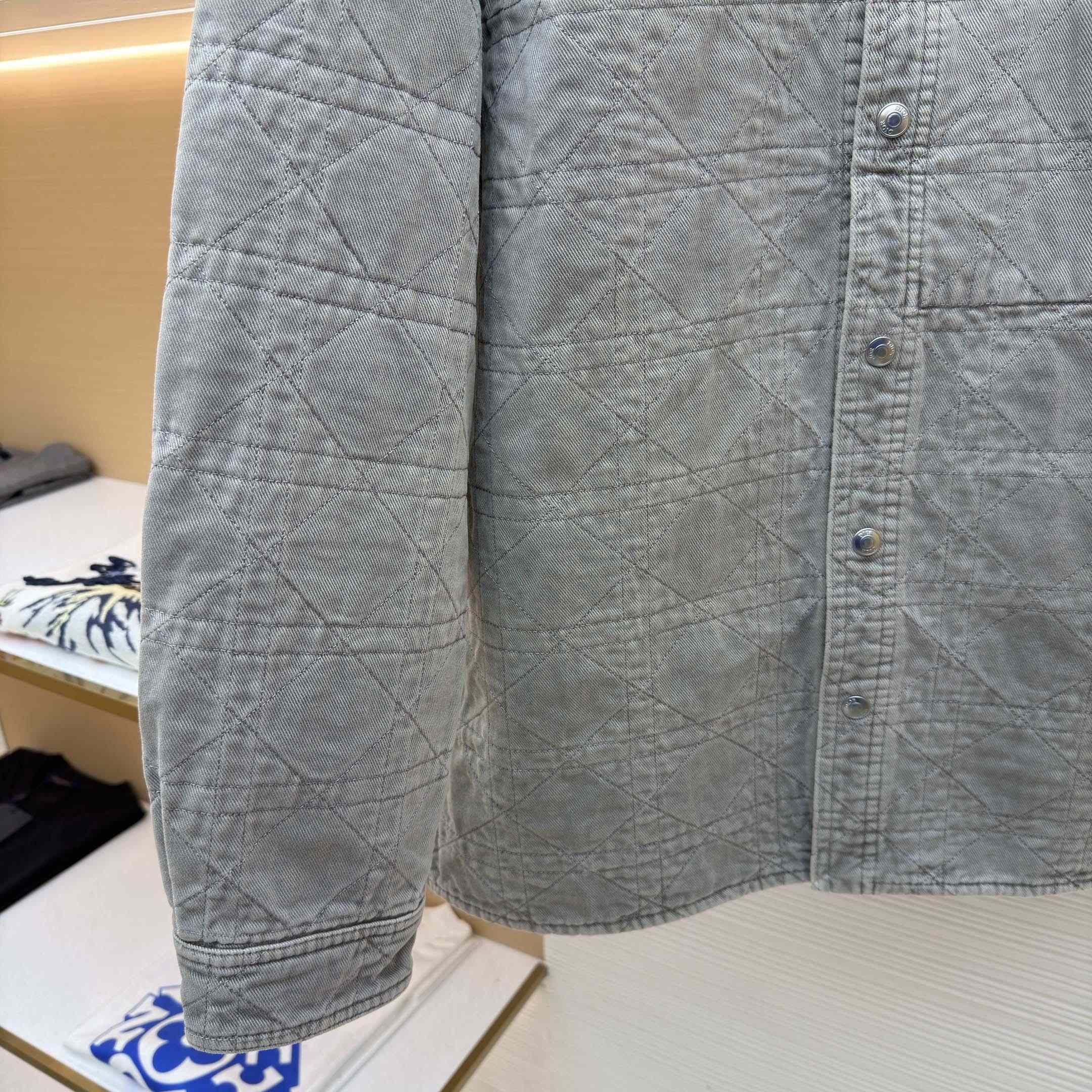 Dior Cannage Overshirt Gray Cotton Twill - DesignerGu