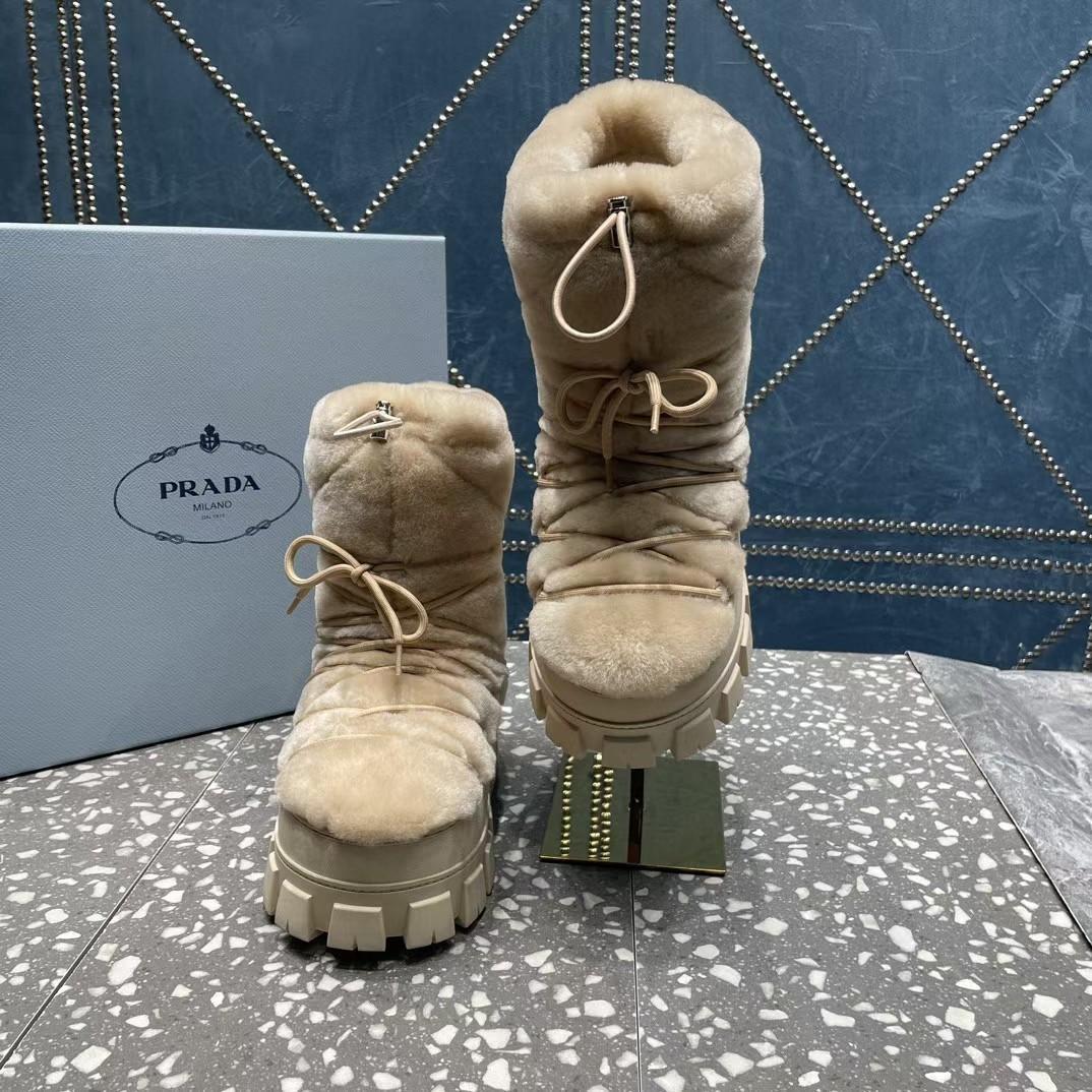 Prada Shearling Après Ski Booties - DesignerGu