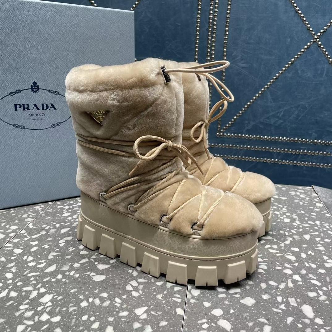 Prada Shearling Après Ski Booties - DesignerGu