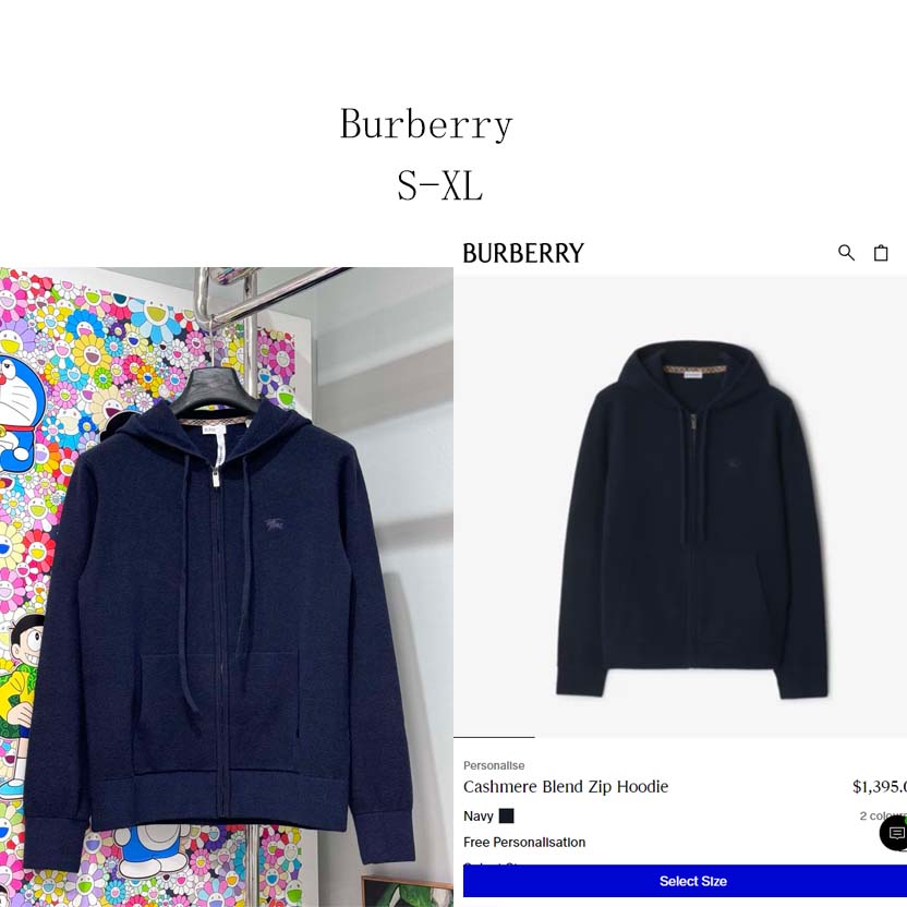 Burberry Cashmere Blend Zip Hoodie - DesignerGu