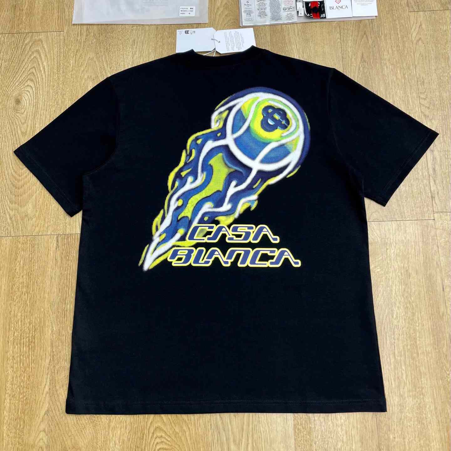 Casablanca FLAMING TENNIS BALL OVERSIZED SHORT SLEEVE T‑SHIRT C1116 - DesignerGu