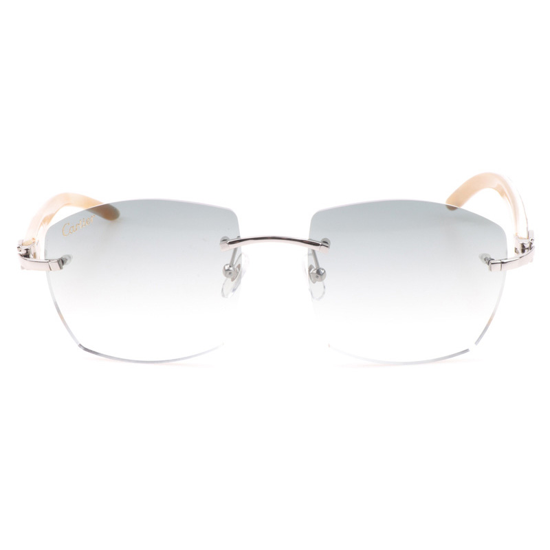Cartier CT 4189706 Shell Mix White Buffalo Sunglasses In Silver Gradient Grey - DesignerGu