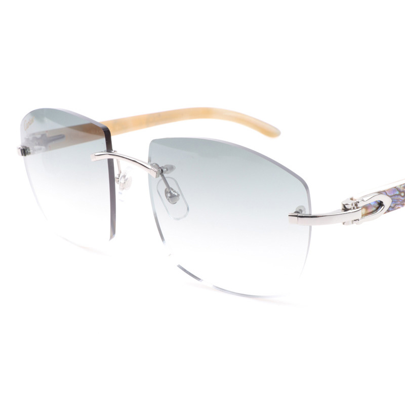 Cartier CT 4189706 Shell Mix White Buffalo Sunglasses In Silver Gradient Grey - DesignerGu