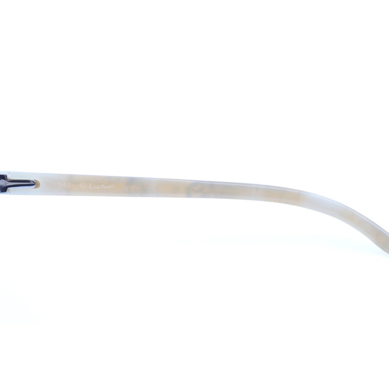 Cartier CT 4189706 Shell Mix White Buffalo Sunglasses In Silver Gradient Grey - DesignerGu