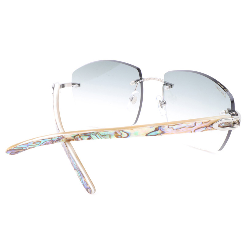 Cartier CT 4189706 Shell Mix White Buffalo Sunglasses In Silver Gradient Grey - DesignerGu