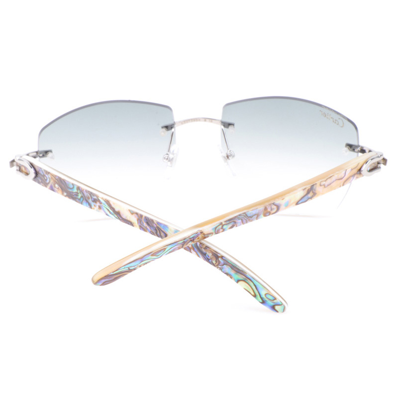 Cartier CT 4189706 Shell Mix White Buffalo Sunglasses In Silver Gradient Grey - DesignerGu