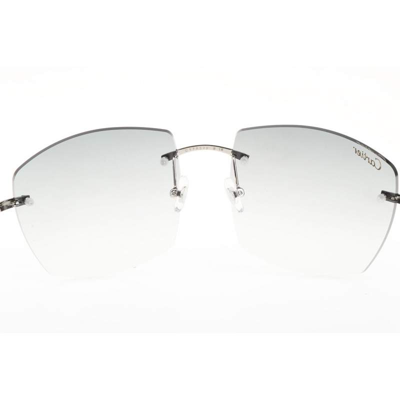 Cartier CT 4189706 White Mix Black Buffalo Sunglasses In Silver Gradient Grey - DesignerGu