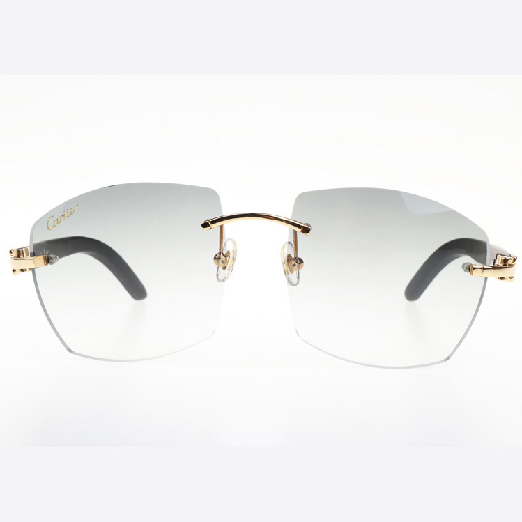 Cartier CT 4189706 Black Wood Sunglasses In Gold Gradient Grey - DesignerGu